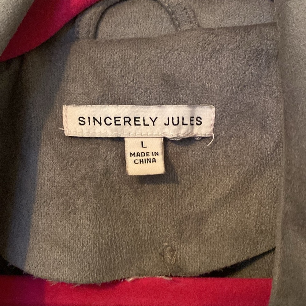 Sincerely Jules Soft Textured Gray Buttoned Wrap … - image 5